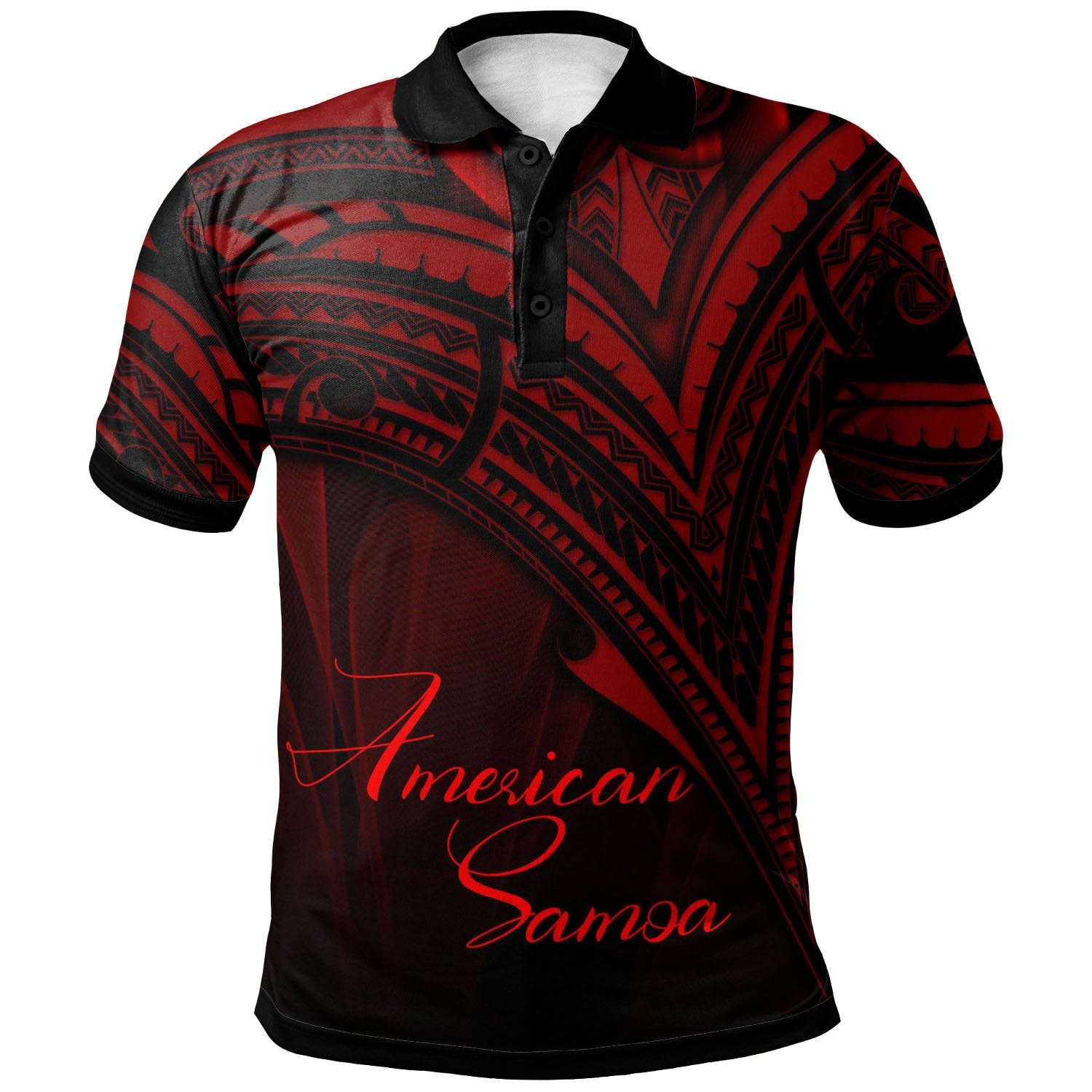 American Samoa Polo Shirt Red Color Cross Style Unisex Black - Polynesian Pride