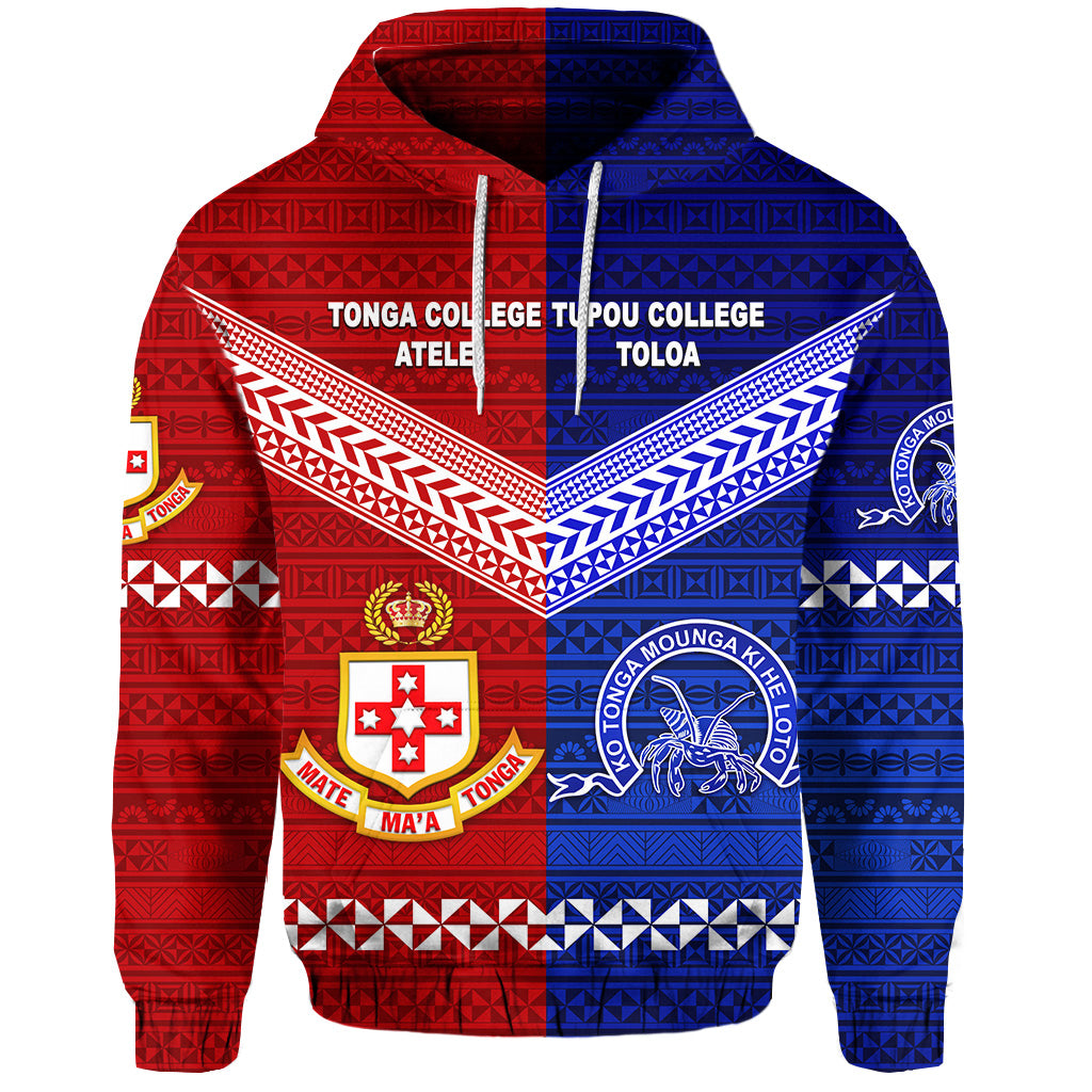 Custom Kolisi Tonga College Atele and Tupou College Toloa Hoodie Together Original LT8 - Polynesian Pride