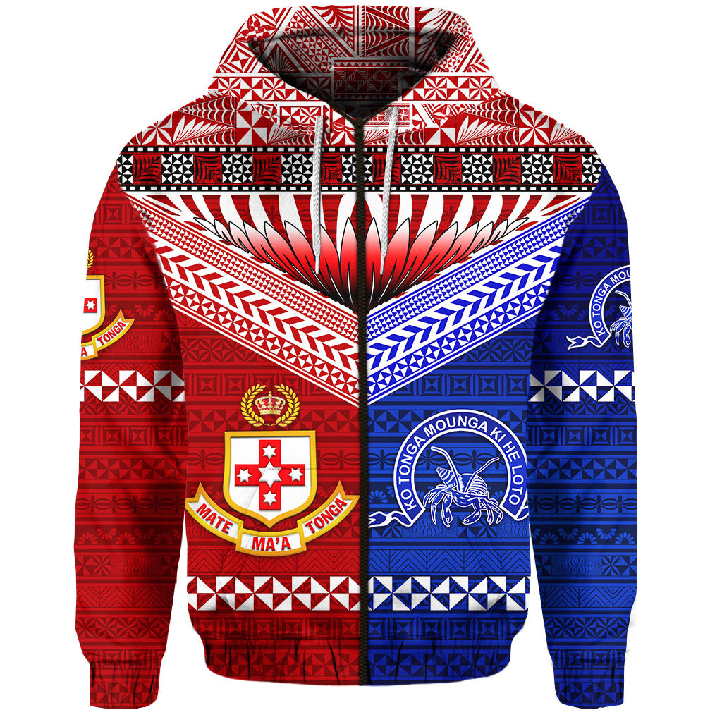 Custom Kolisi Tonga College Atele and Tupou College Toloa Zip Hoodie Together Unique LT8 - Polynesian Pride