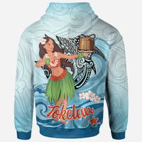 Tokelau Zip Hoodie Polynesian Girls With Shark - Polynesian Pride