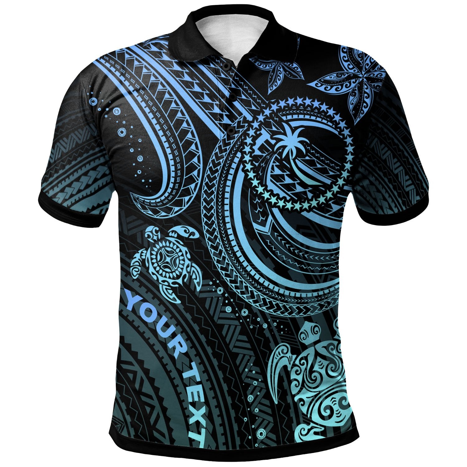 Chuuk Custom Polo Shirt Blue Turtle Unisex Blue - Polynesian Pride