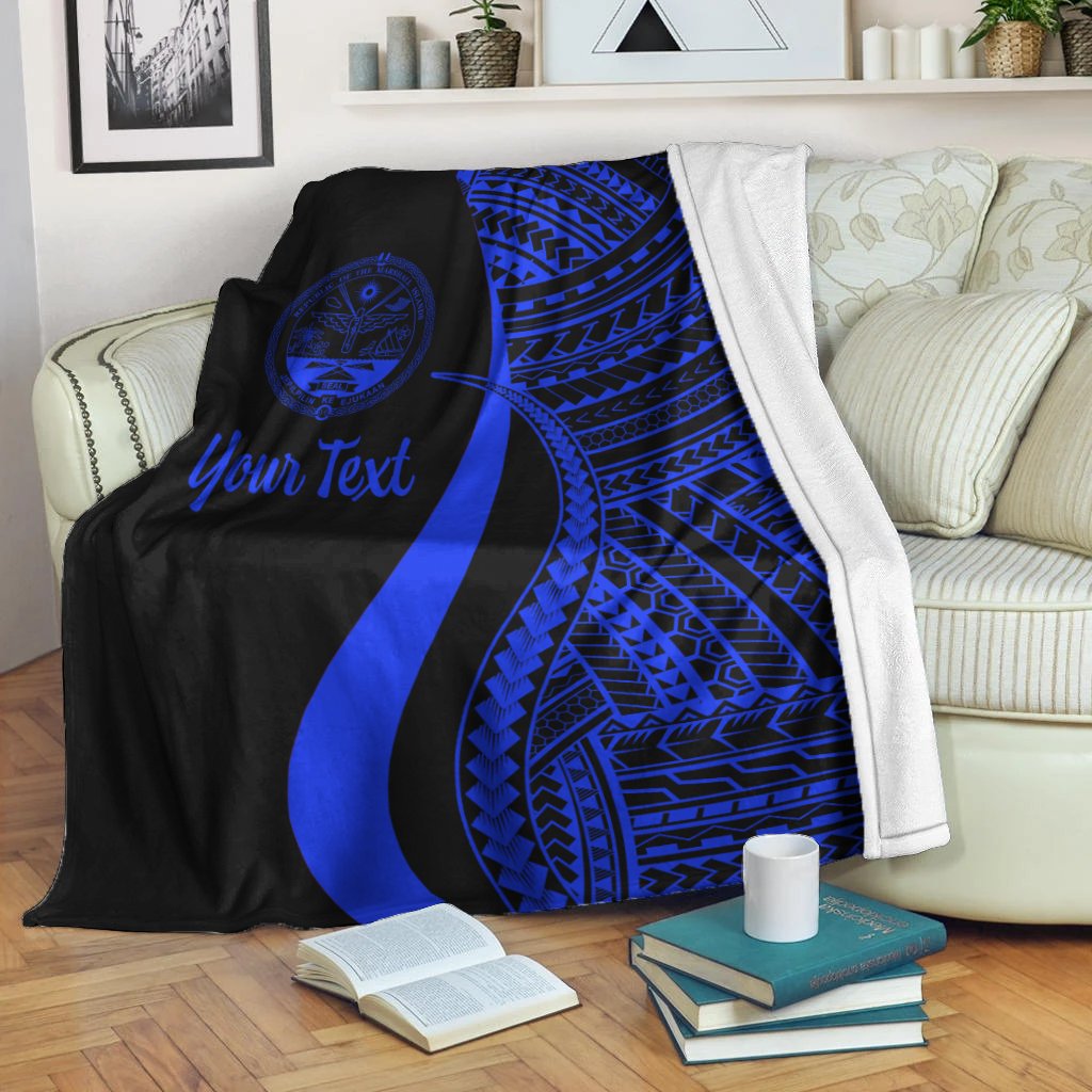 Marshall Islands Custom Personalised Premium Blanket - Blue Polynesian Tentacle Tribal Pattern Crest - Polynesian Pride