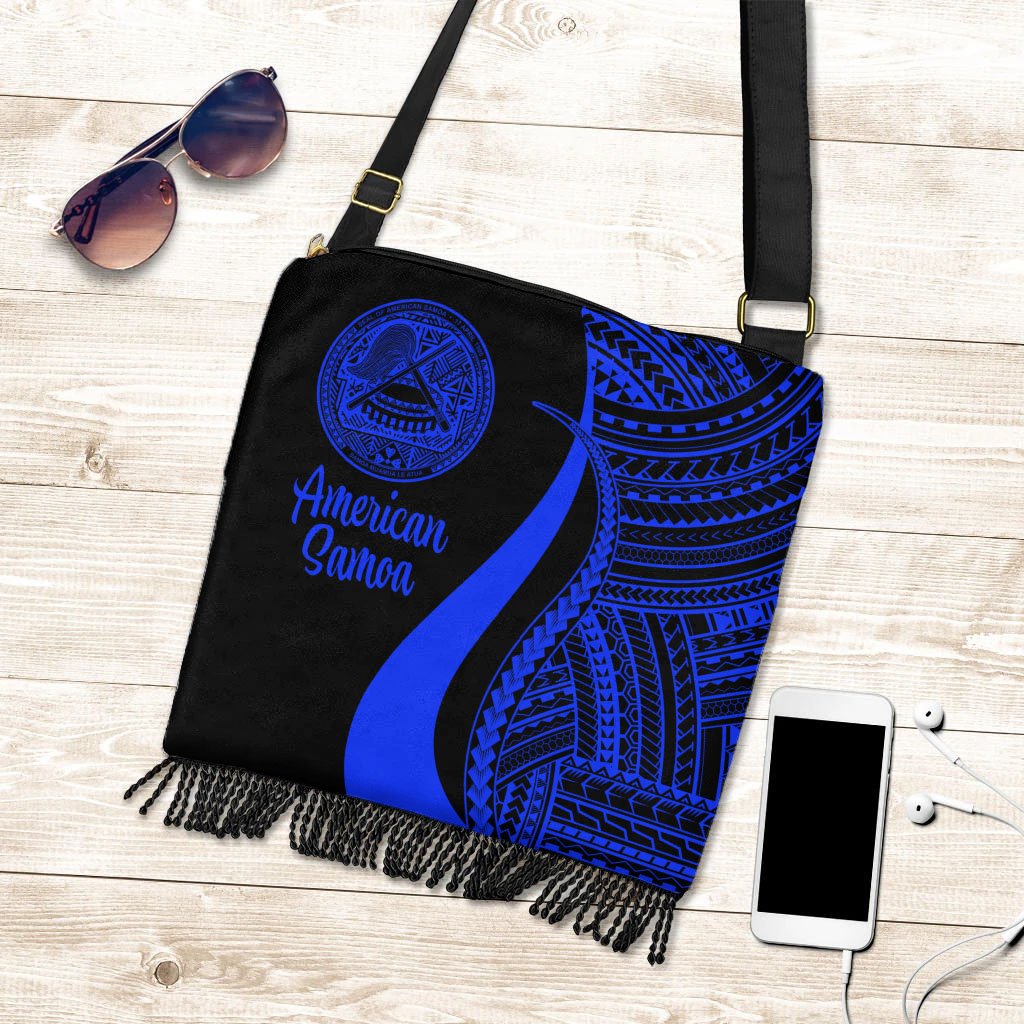 American Samoa Boho Handbag - Blue Polynesian Tentacle Tribal Pattern Boho Handbag One Size Blue - Polynesian Pride