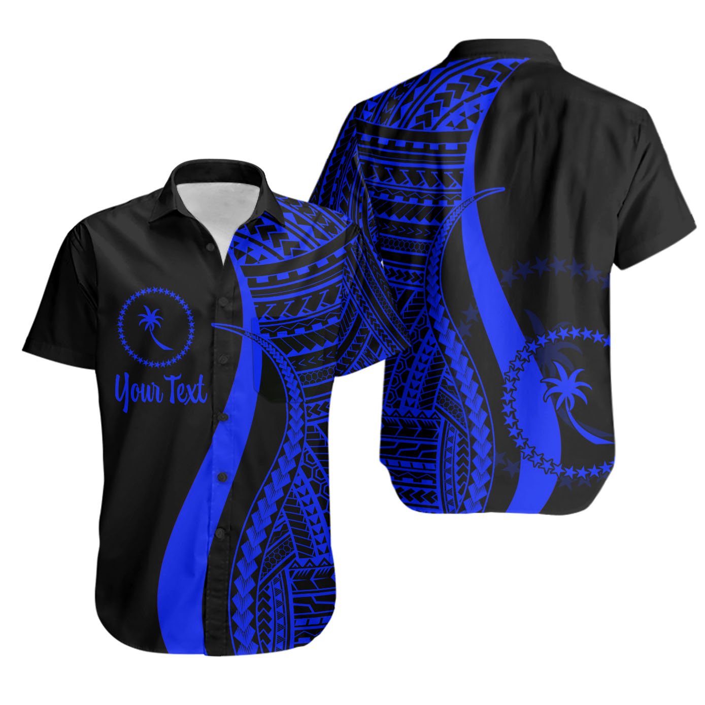 Chuuk Custom Personalised Short Sleeve Shirts - Blue Polynesian Tentacle Tribal Pattern Unisex Blue - Polynesian Pride