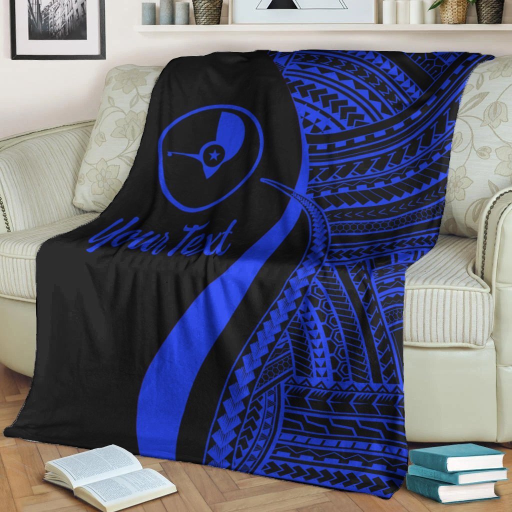 Yap Custom Personalised Premium Blanket - Blue Polynesian Tentacle Tribal Pattern - Polynesian Pride