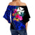 Wallis and Futuna Off Shoulder Waist Wrap Top Hibiscus Blue No.1 Color LT6 - Polynesian Pride