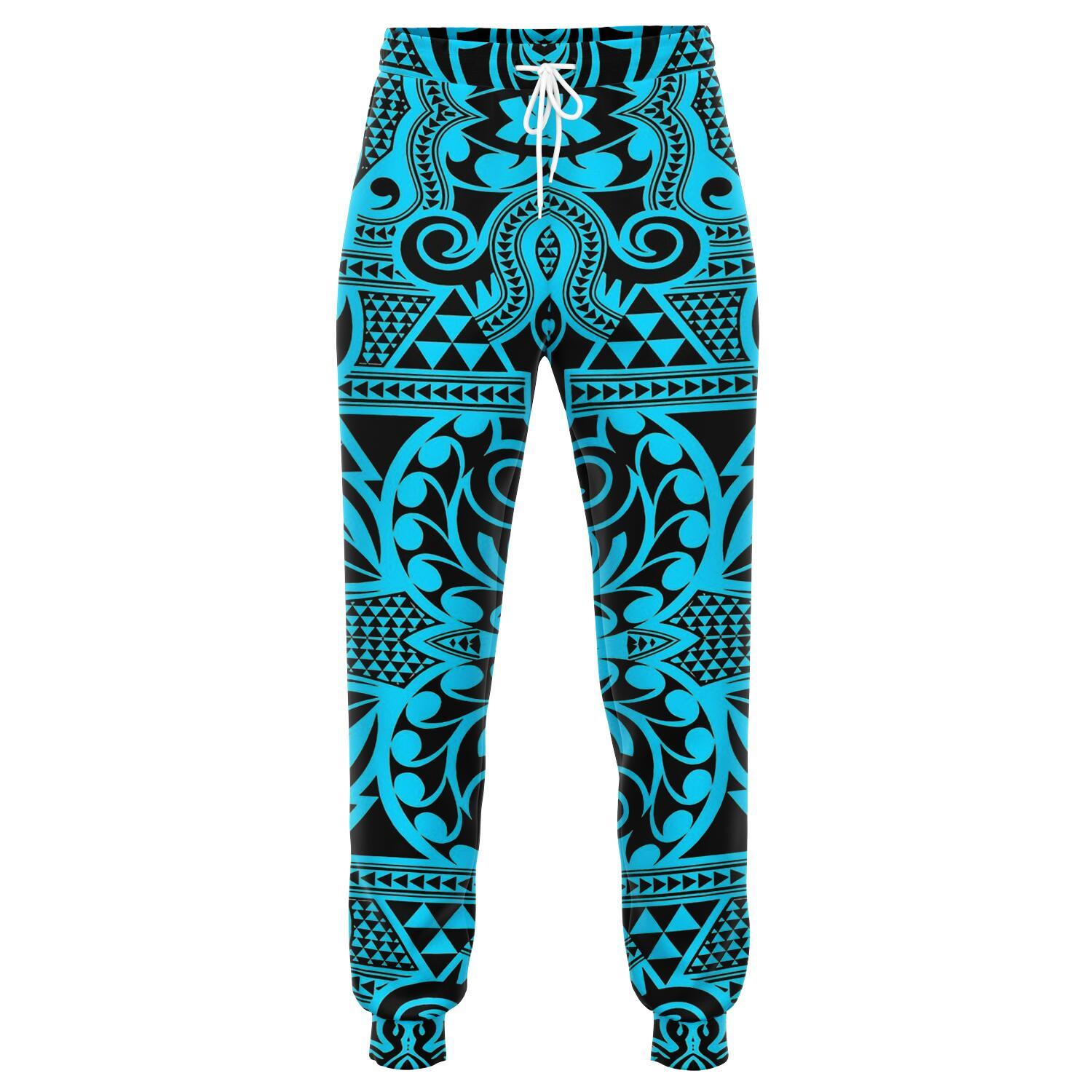 Polynesian Kakau Turtle Blue Joggers Unisex Blue - Polynesian Pride