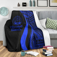 Marshall Islands Premium Blanket - Blue Polynesian Tentacle Tribal Pattern Crest - Polynesian Pride