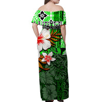 Custom Hawaiian Tribal Hammerhead Shark Tattoo Matching Hawaiian Shirt and Dress with Polynesian Hibiscus Green LT6 - Polynesian Pride