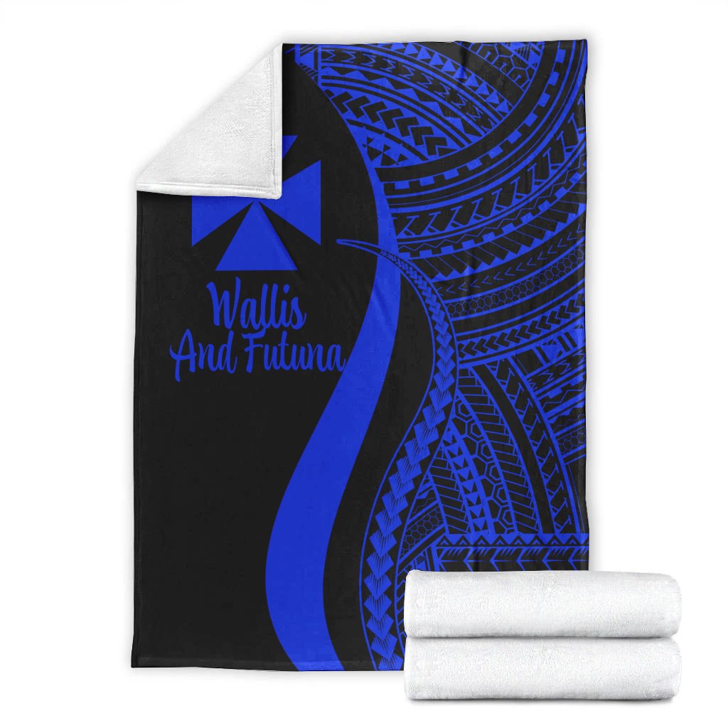 Wallis And Futuna Premium Blanket - Blue Polynesian Tentacle Tribal Pattern - Polynesian Pride