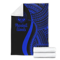 Marshall Islands Premium Blanket - Blue Polynesian Tentacle Tribal Pattern Crest - Polynesian Pride