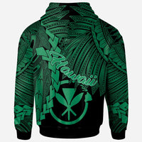 Polynesian Hawaii Zip up Hoodie Tribal Wave Tattoo Green - Polynesian Pride