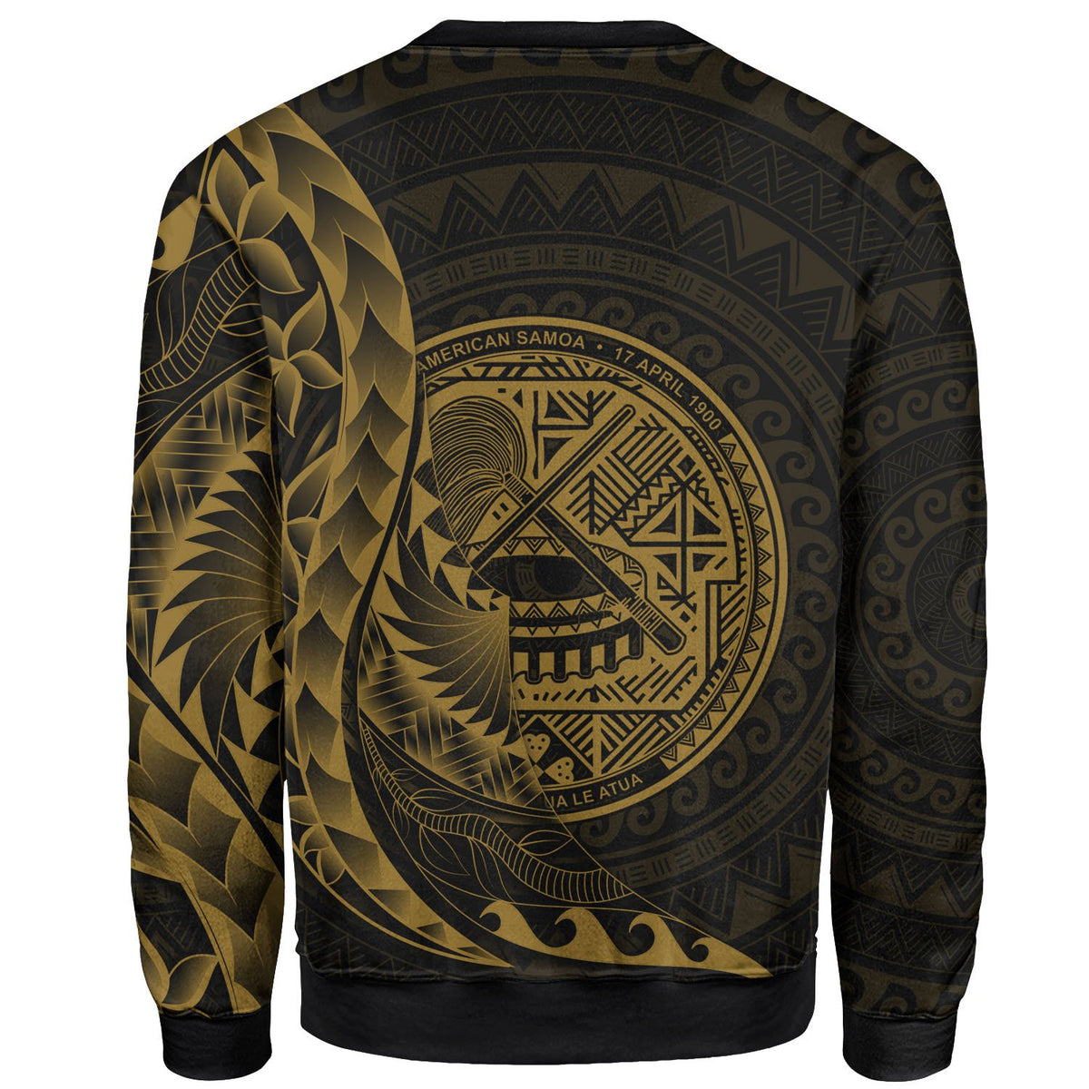 American Samoa Sweatshirt - Custom Personalised Polynesian Pattern Style Gold Color - Polynesian Pride