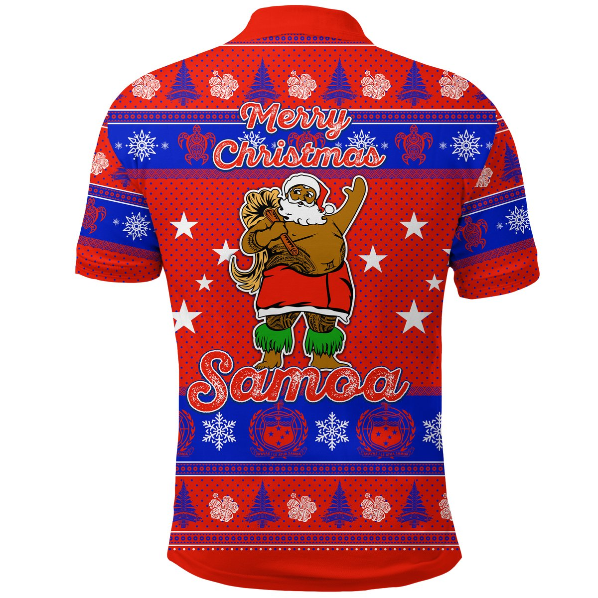 Samoa Christmas Maunia Le Kilisimasi Santa Polynesia Tatoo Polo Shirt LT2 - Polynesian Pride