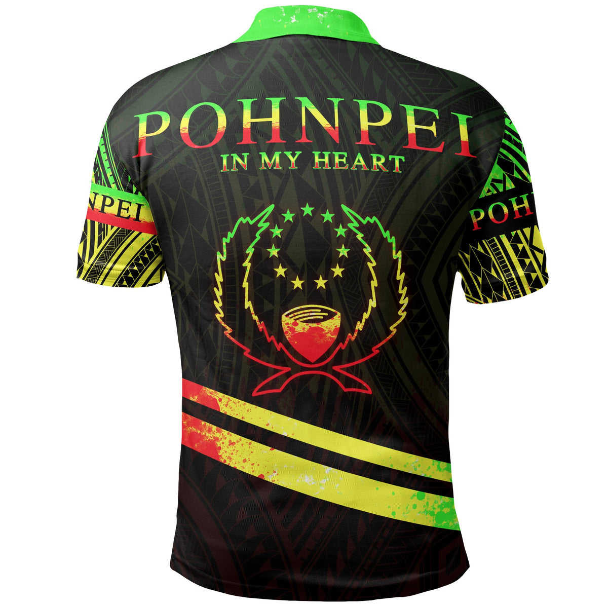 Pohnpei State Polo Shirt In My Heart Style Reggae Polynesian Patterns - Polynesian Pride