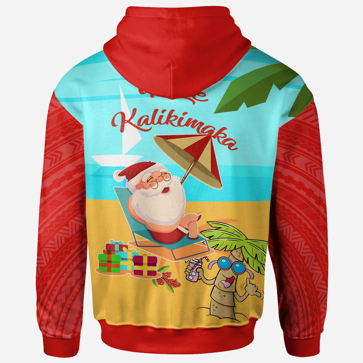 Mele Kalikimaka Zip Hoodie Santa Claus On The Beach - Polynesian Pride