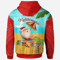 Mele Kalikimaka Zip Hoodie Santa Claus On The Beach - Polynesian Pride