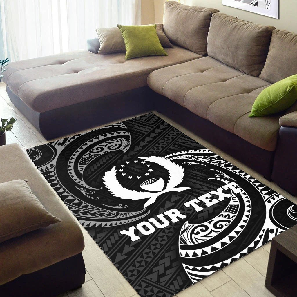 Pohnpei Micronesia Custom Personalised Area Rug - White Tribal Wave - Polynesian Pride