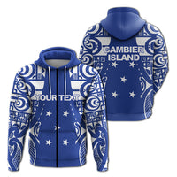 Custom Gambier Islands Tribal Tattoo Hoodie LT12 Zip Hoodie Blue - Polynesian Pride