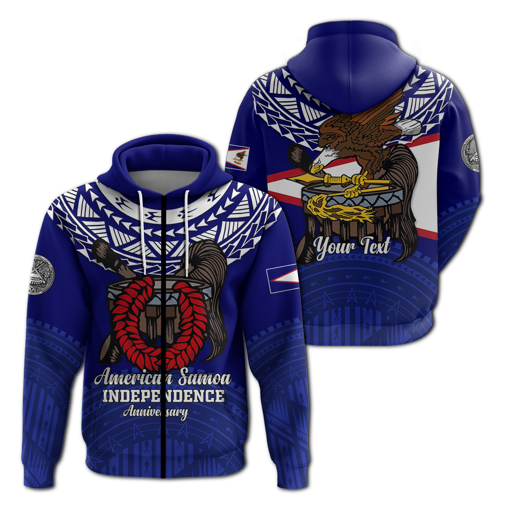 Custom American Samoa Independence Anniversary Pride Hoodie LT12 Zip Hoodie Blue - Polynesian Pride