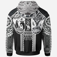 Hoodie Polynesian Patterns Maui Tattoo (White) - Polynesian Pride