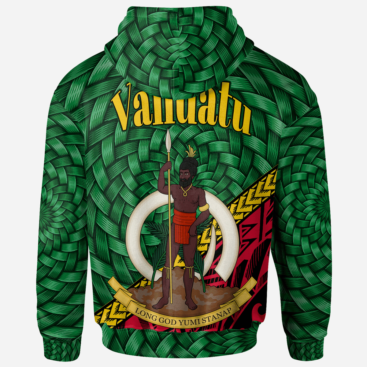 Vanuatu Zip Hoodie Sola Polynesian Patterns With Bamboo - Polynesian Pride