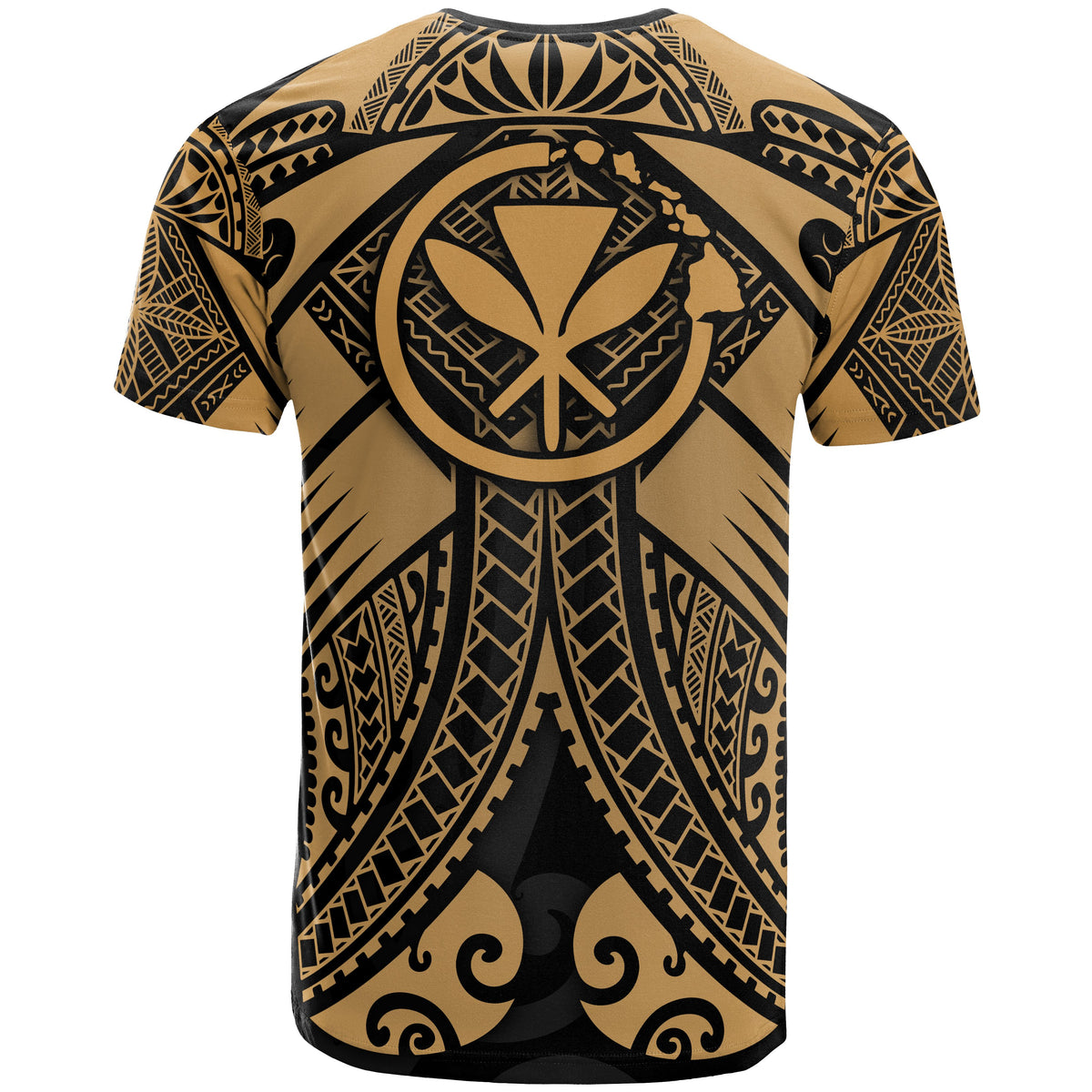 Hawaii Polynesian T Shirt Gold Kanaka Maoli Map - Polynesian Pride