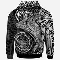 Palau Zip up Hoodie Humpback Whale & Coat of Arms White - Polynesian Pride