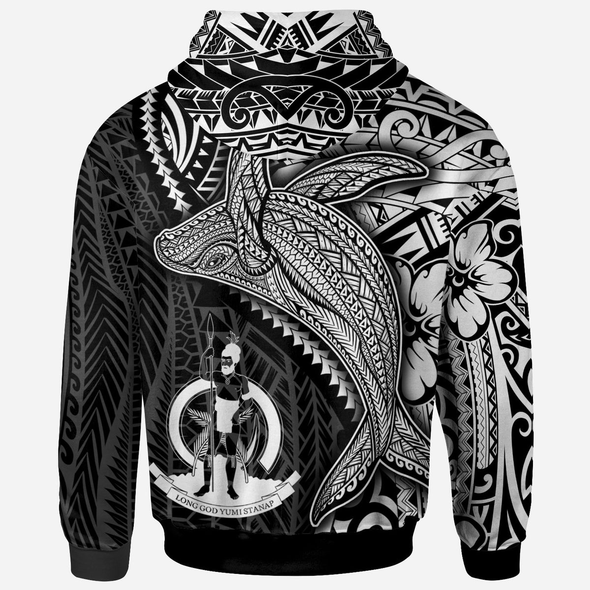 Vanuatu Hoodie Humpback Whale & Coat of Arms White - Polynesian Pride