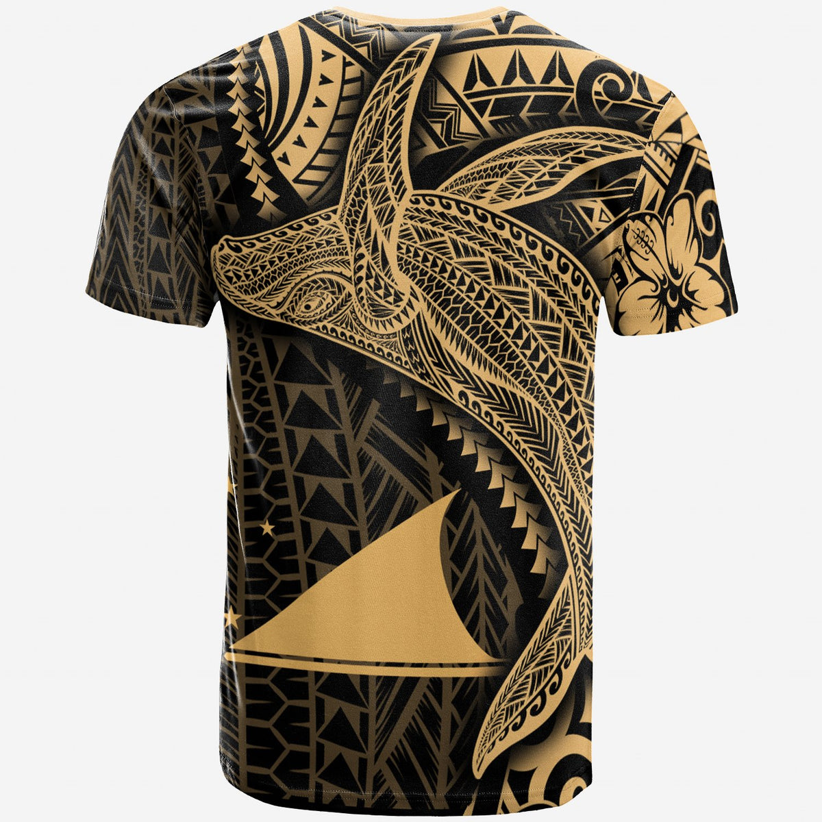 Tokelau T Shirt Humpback Whale & Coat of Arms Gold - Polynesian Pride