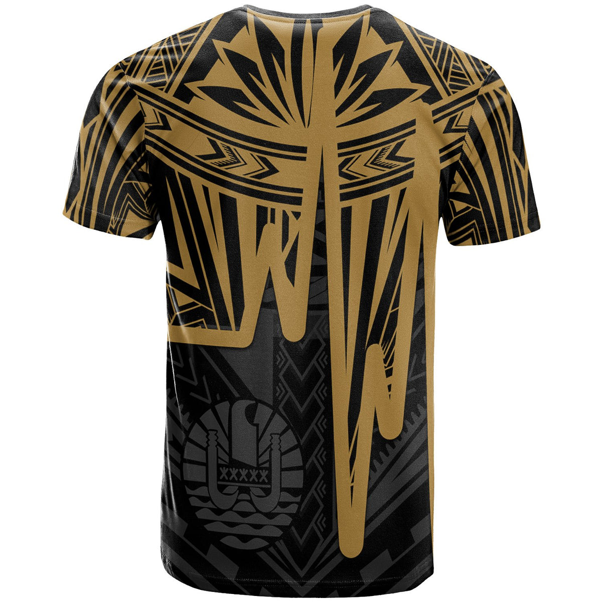 Tahiti Custom T Shirt Tahiti Seal In Heartbeat Patterns Style (Gold) - Polynesian Pride