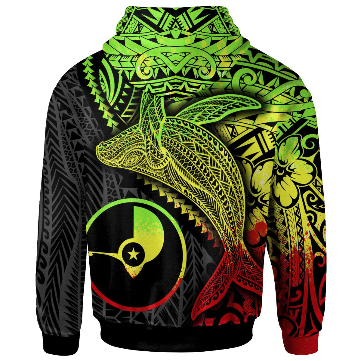 Yap Hoodie Humpback Whale & Coat of Arms Reggae - Polynesian Pride