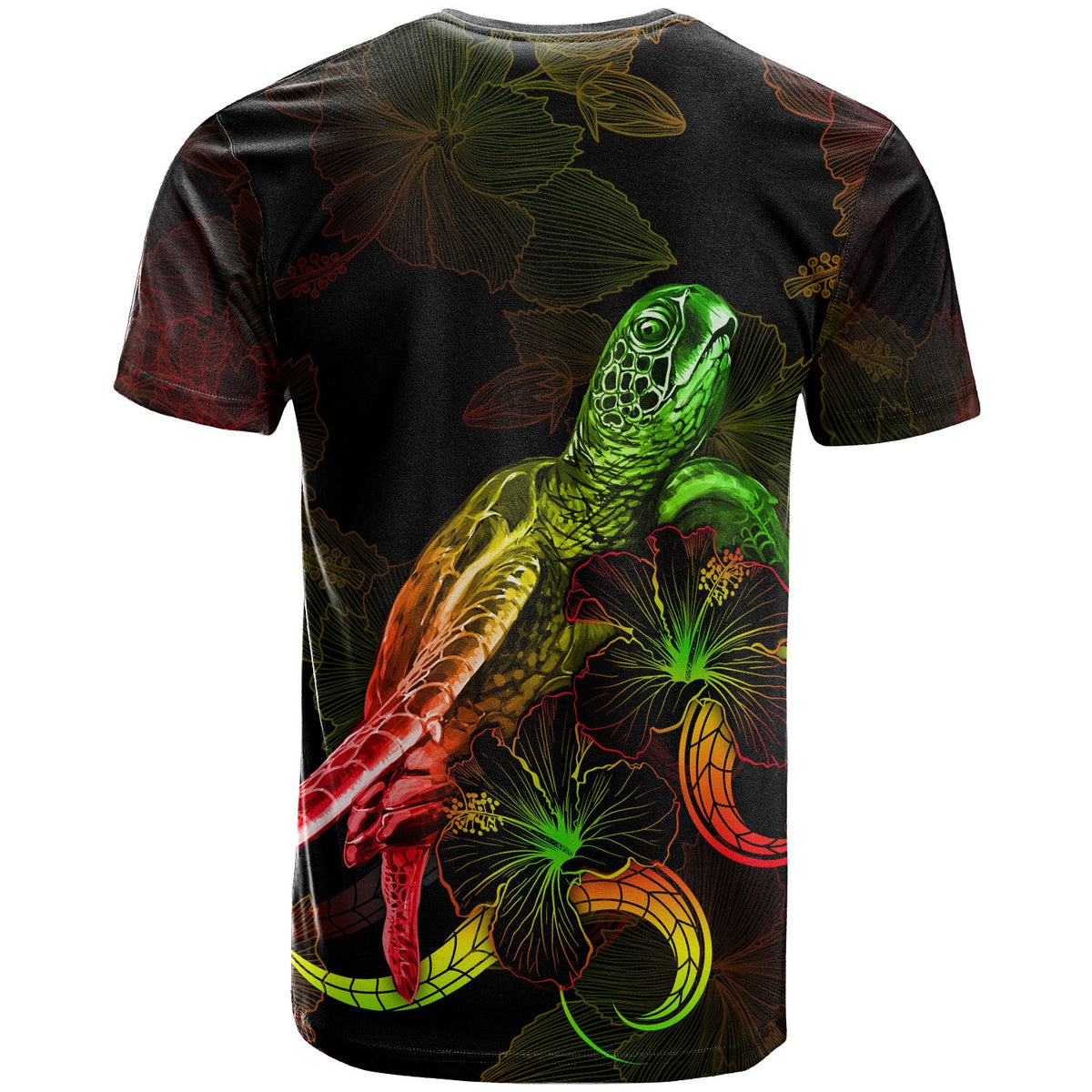 Tonga Polynesian T Shirt Turtle With Blooming Hibiscus Reggae - Polynesian Pride