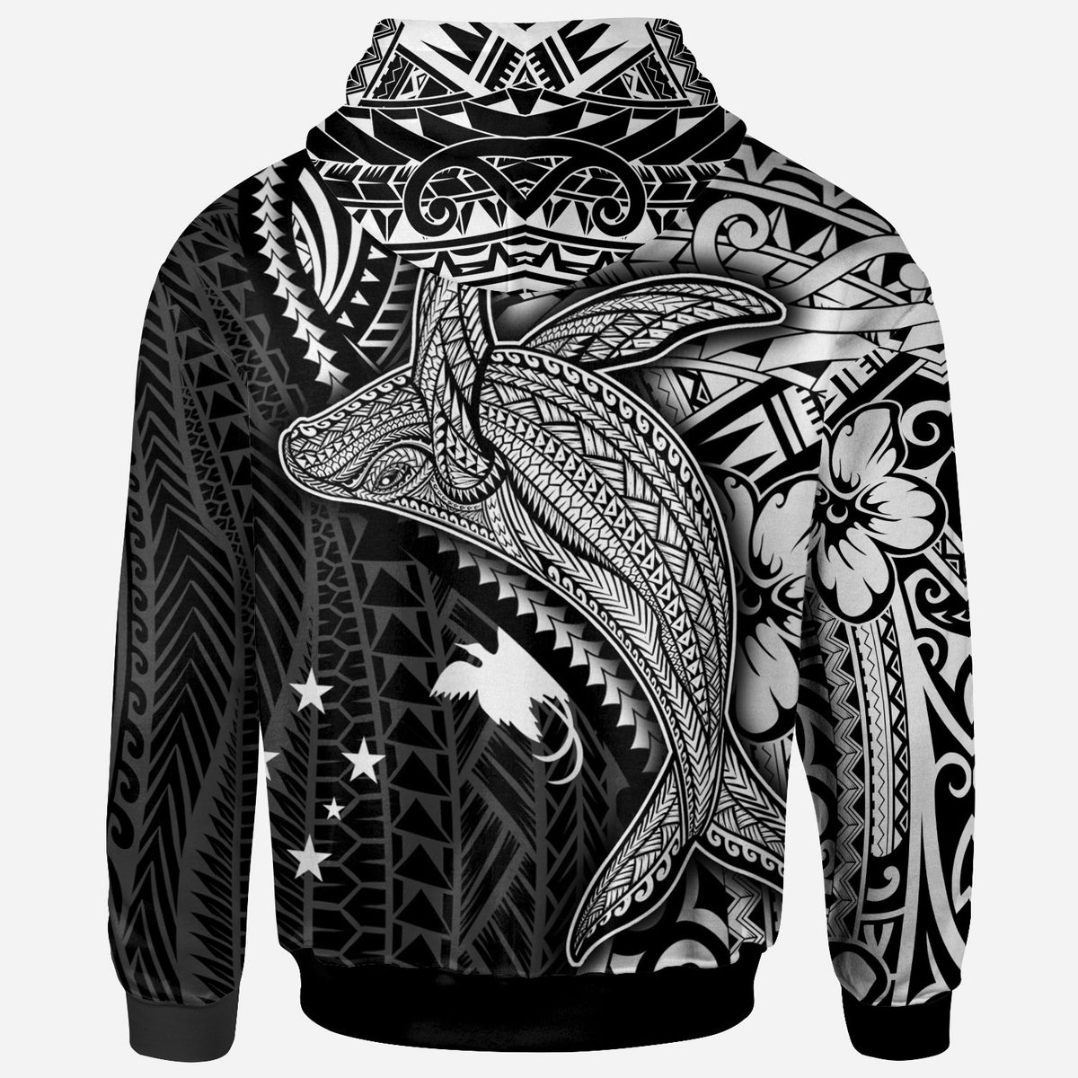 Papua New Guinea Zip up Hoodie Humpback Whale & Coat of Arms White - Polynesian Pride