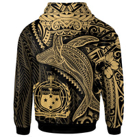 Samoa Zip up Hoodie Humpback Whale & Coat of Arms Gold - Polynesian Pride