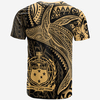 Samoa T Shirt Humpback Whale & Coat of Arms Gold - Polynesian Pride