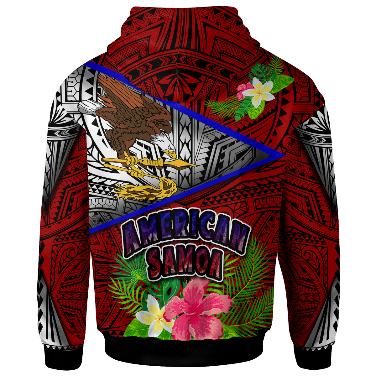 American Samoa Hoodie Custom American Samoa Eagle Flag Style With Polynesian Patterns Hoodie LT10 - Polynesian Pride