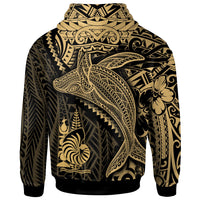 New Caledonia Zip up Hoodie Humpback Whale & Coat of Arms Gold - Polynesian Pride
