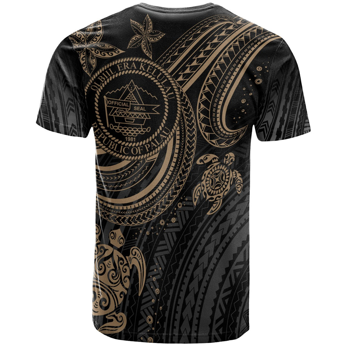 Palau Custom T shirt Gold Turtle - Polynesian Pride