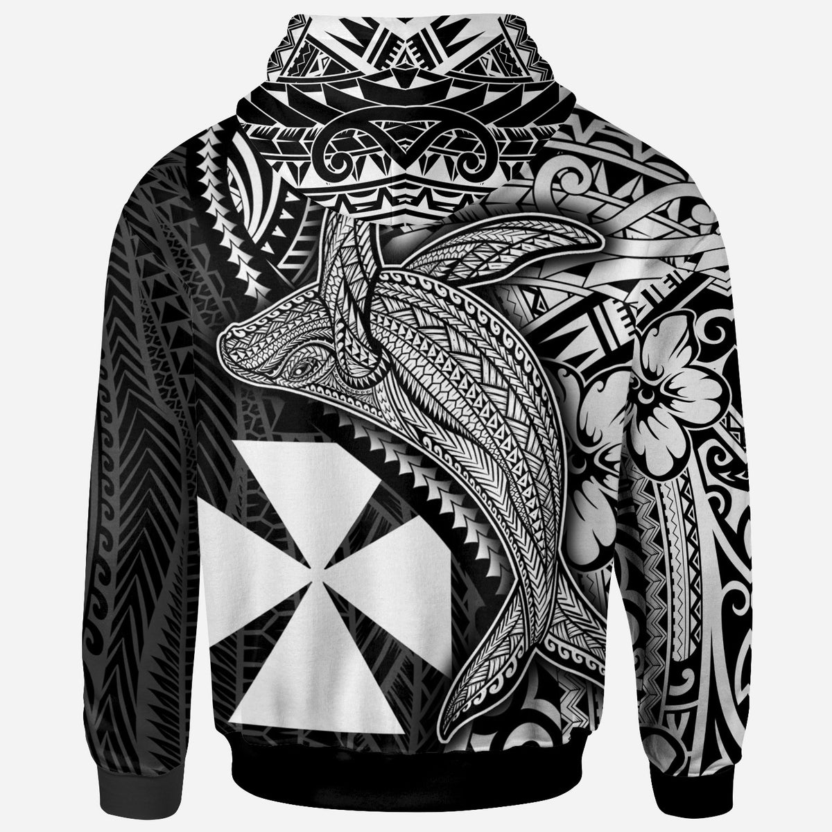 Wallis and Futuna Hoodie Humpback Whale & Coat of Arms White - Polynesian Pride