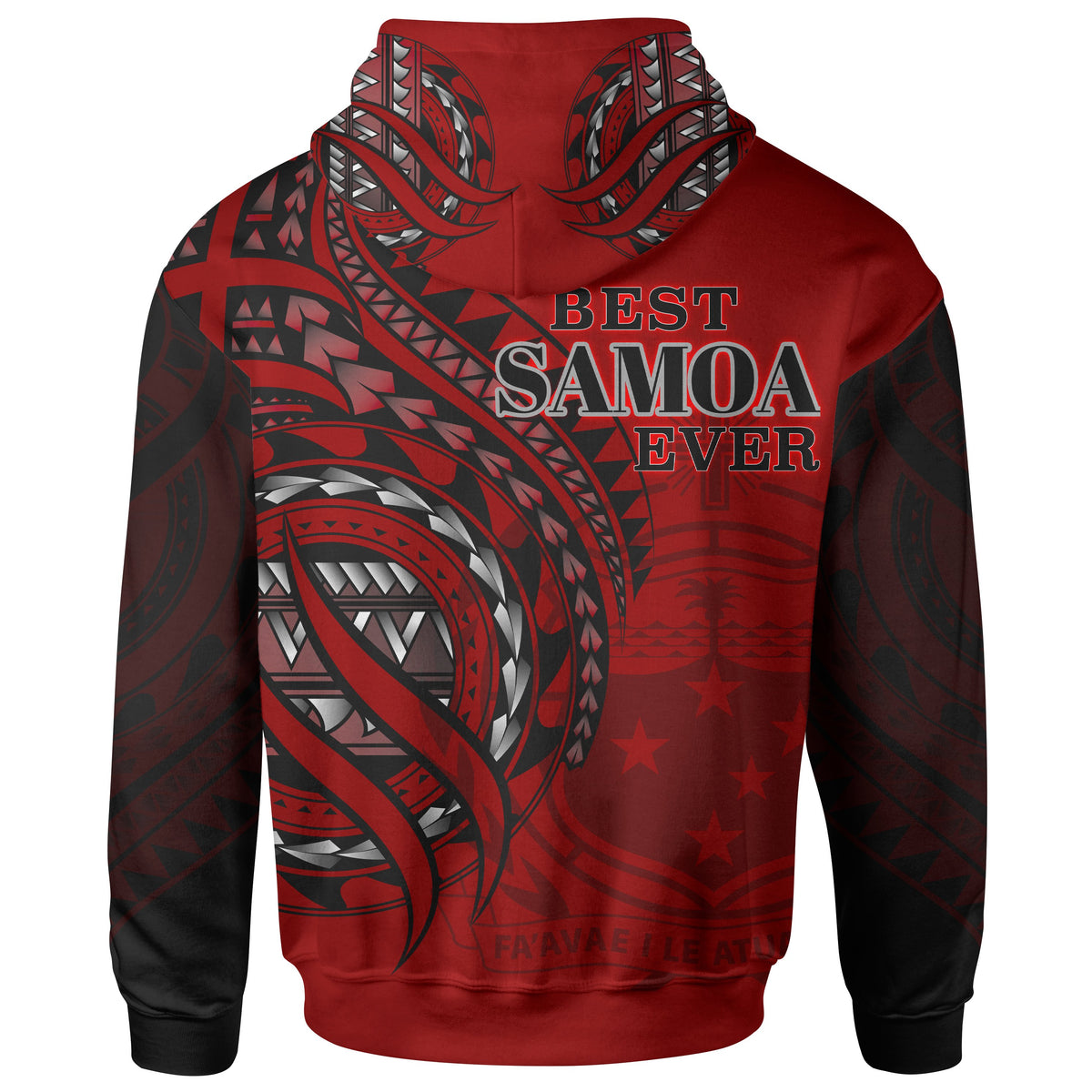 Samoa Zip Hoodie Red Color Polynesian Patterns Best Samoa Ever - Polynesian Pride