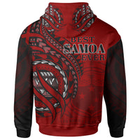 Samoa Zip Hoodie Red Color Polynesian Patterns Best Samoa Ever - Polynesian Pride