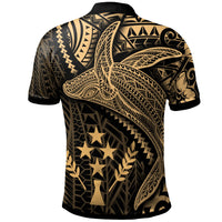 Kosrae Polo Shirt Humpback Whale and Coat of Arms Gold - Polynesian Pride