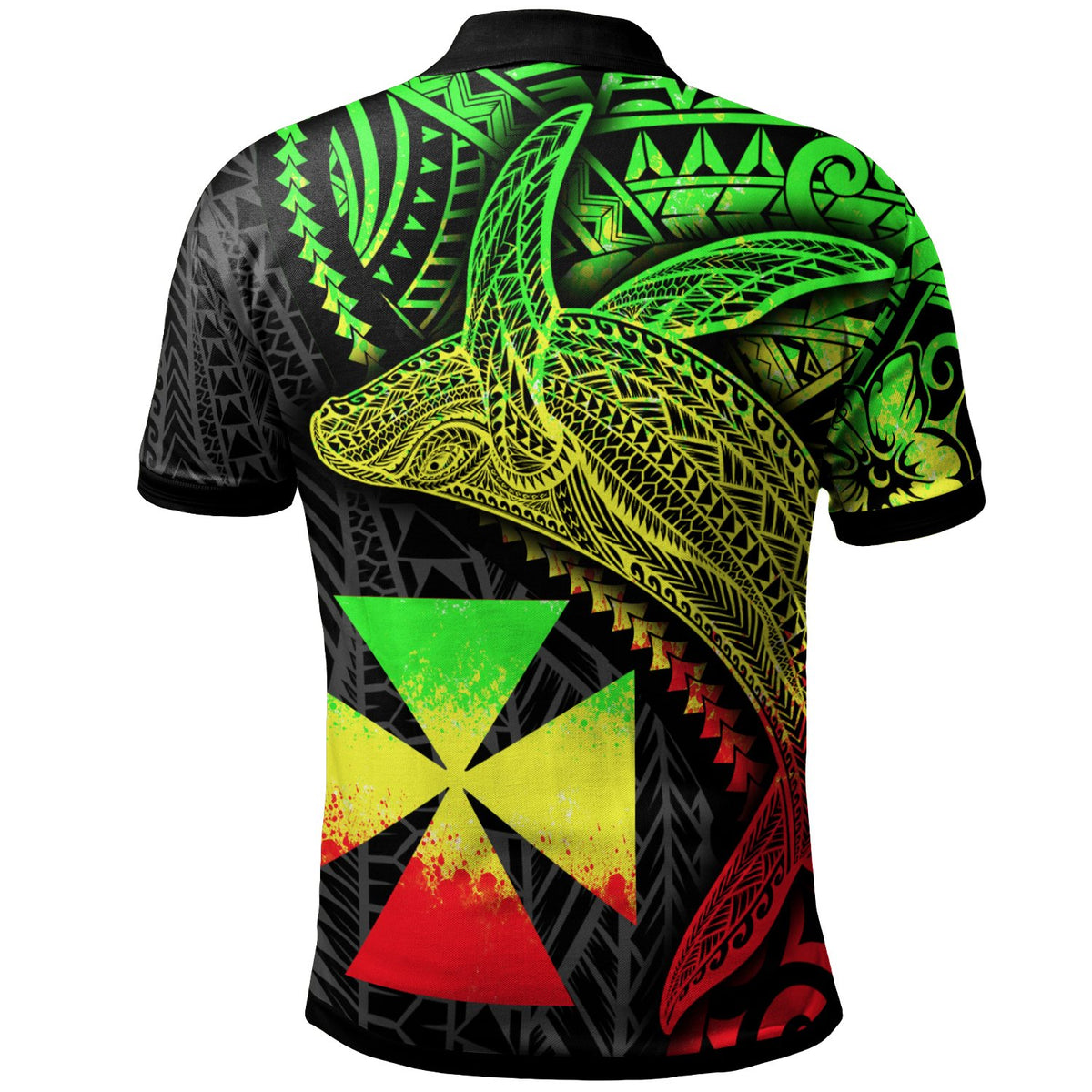 Wallis and Futuna Polo Shirt Humpback Whale and Coat of Arms Reggae - Polynesian Pride