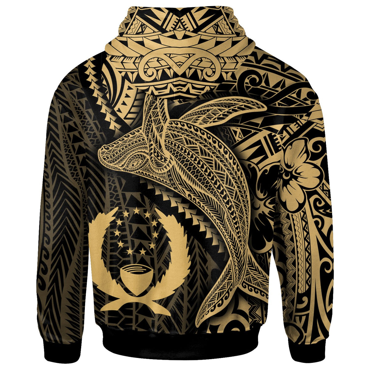 Pohnpei Hoodie Humpback Whale & Coat of Arms Gold - Polynesian Pride