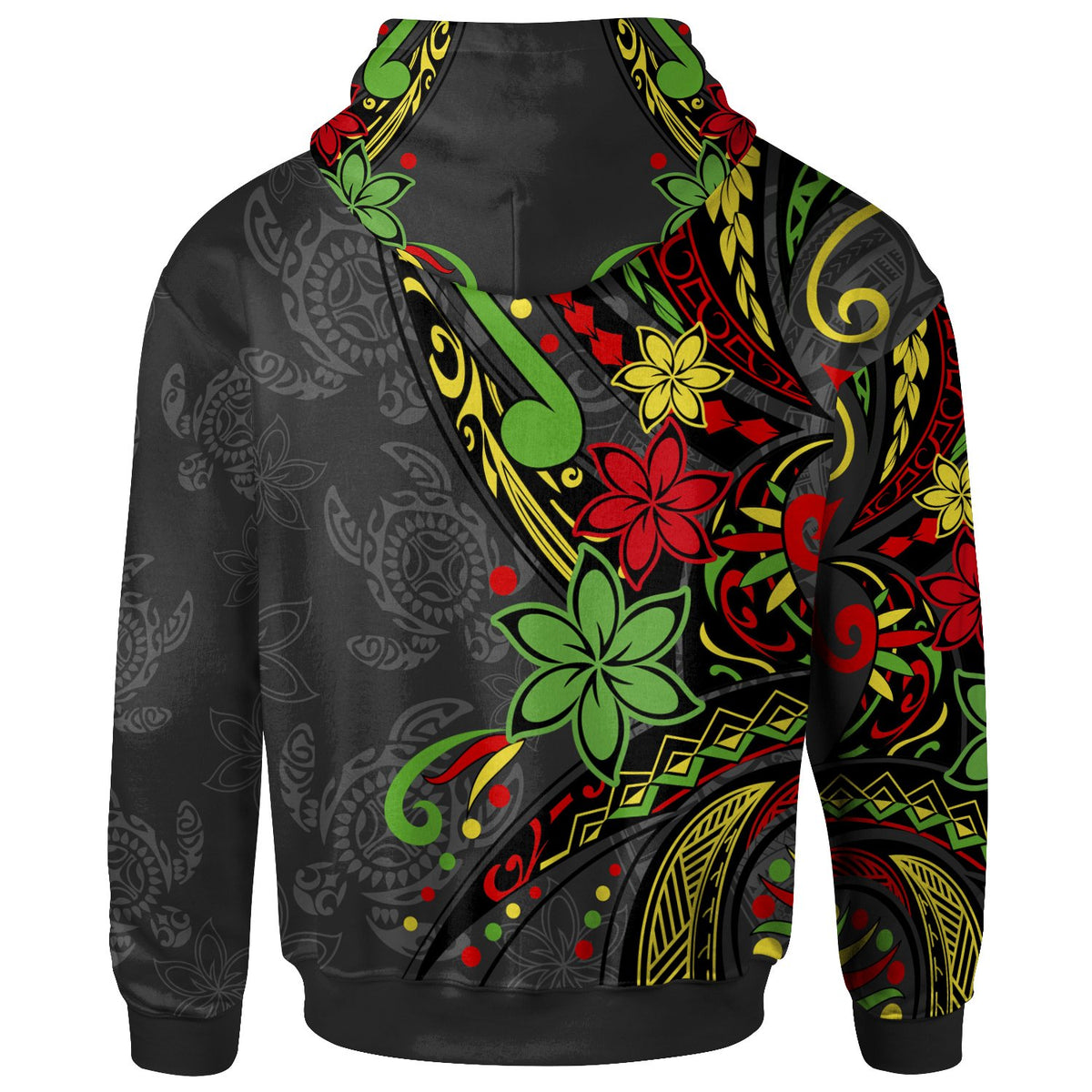 Papua New Guinea Zip Hoodie Tribal Flower With Special Turtles - Polynesian Pride