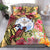 Marshall Islands Bedding Set - Flowers Tropical With Sea Animals Pink - Polynesian Pride