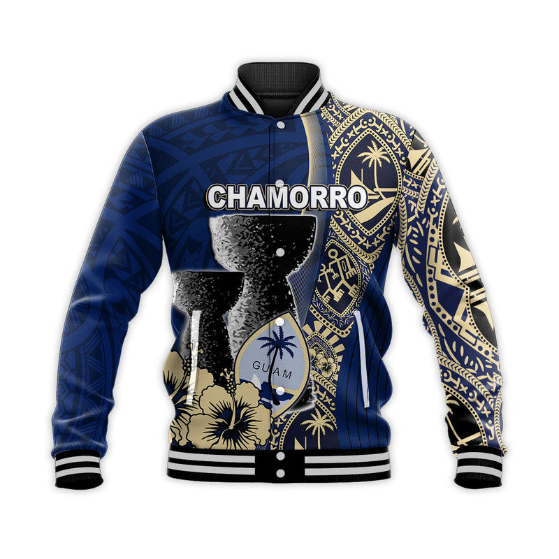 (Custom Personalised) Guam Chamorro Baseball Jacket Blue Style LT6 Unisex Blue - Polynesian Pride