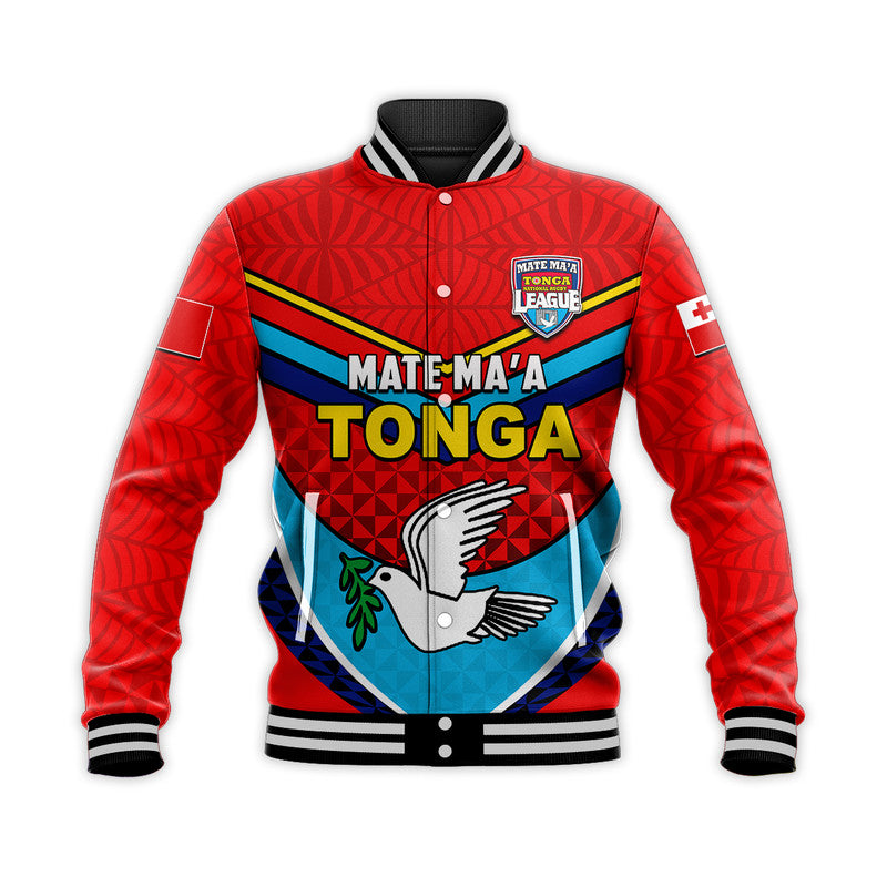 (Custom Personalised) Tonga Mate Ma'a Rugby Baseball Jacket Jersey LT6 Unisex Red - Polynesian Pride