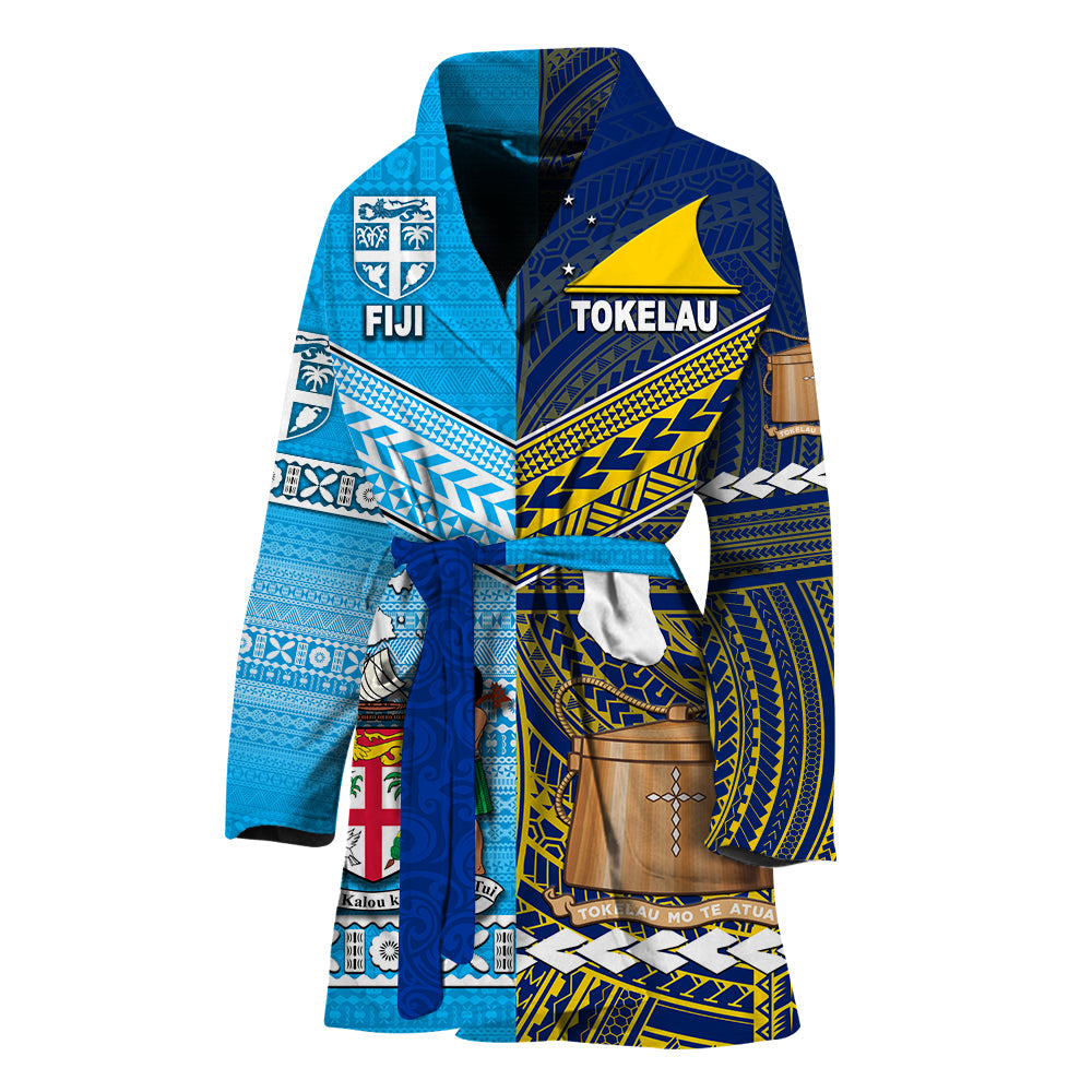 Fiji and Tokelau Bathrobe Together LT8 One Size Blue - Polynesian Pride